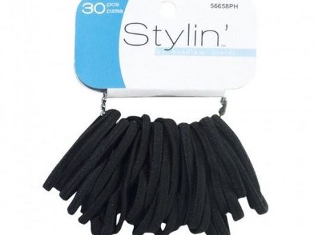 SHALOM - Stylin  Flat Black Elastic Ponyholders - 30 Pack Online