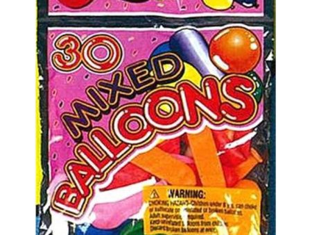 JA-RU - Mixed Balloons  5.5 x 7 inch - 30 Balloons Cheap