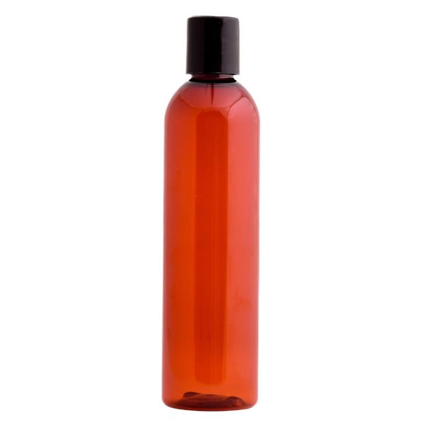 Amber Plastic Bottle with Black Disc Top Hot on Sale