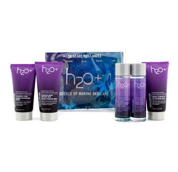 h2o+ skincare must-haves set: cleansing gel 60ml +scrub 60ml + moisture mask 60ml + toner 50ml + eye makeup remover 40ml 5pcs -For Women Online now