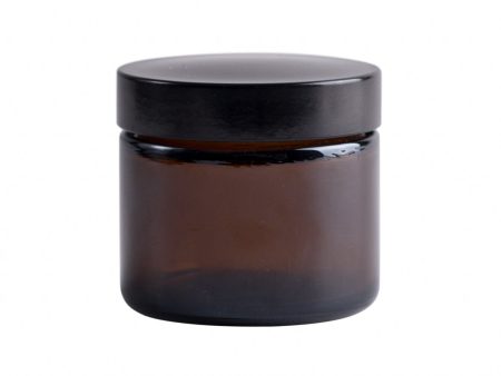 Amber Glass Jar w  Black Lid on Sale