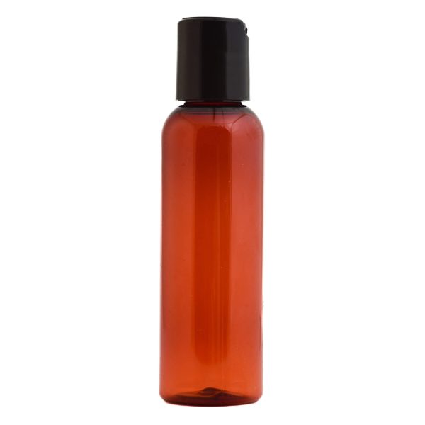 Amber Plastic Bottle with Black Disc Top Hot on Sale